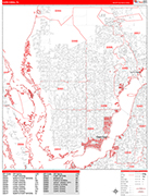 Cape Coral  Wall Map Red Line Style